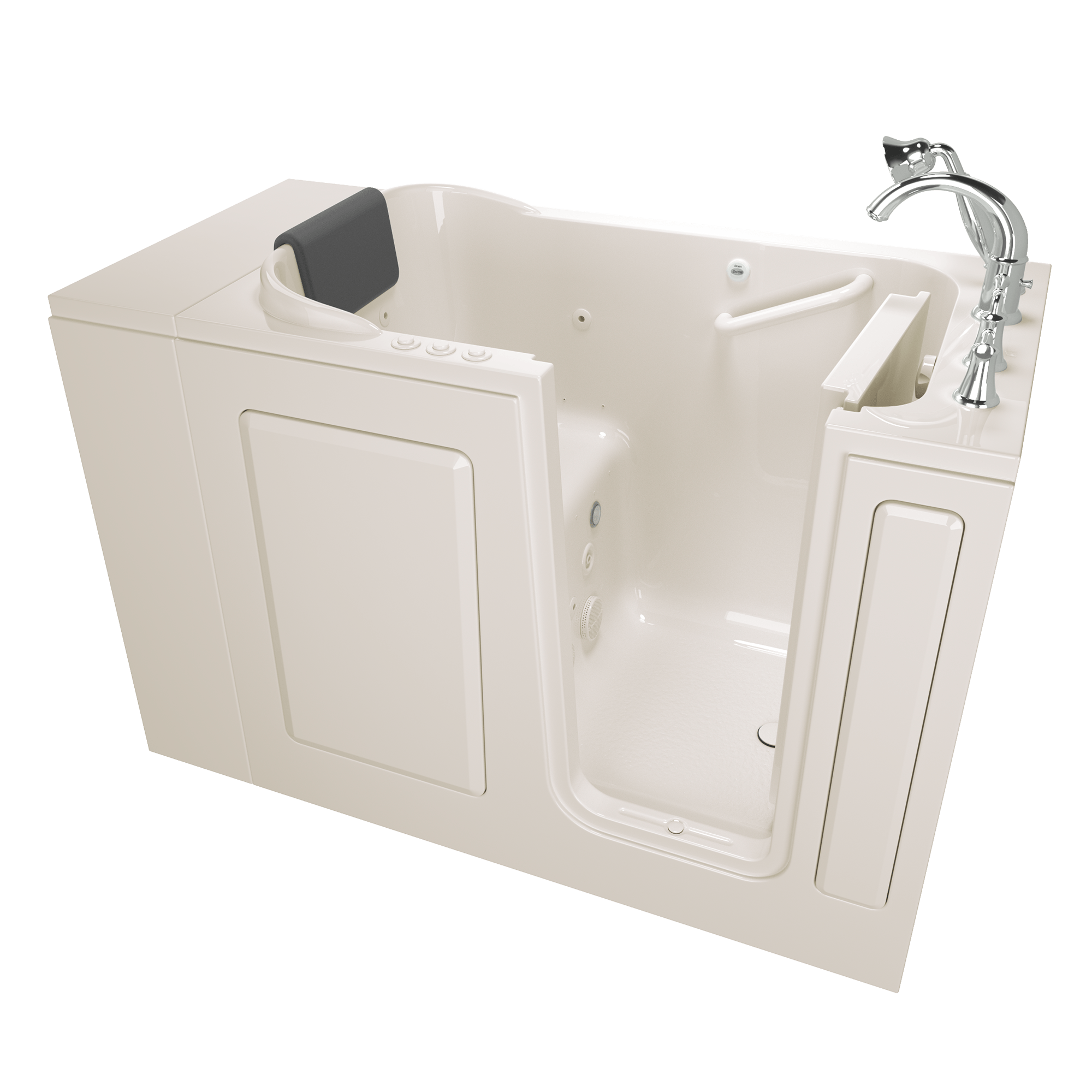Gelcoat Premium Series 48x28 Inch Walk In Bathtub with Dual Air Massage and Jet Massage System   Right Hand Door and Drain ST BISCUIT